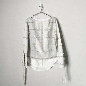 Derek Lam 10 Crosby Gray White Plaid Stripe Sweater Top Combo Size 00